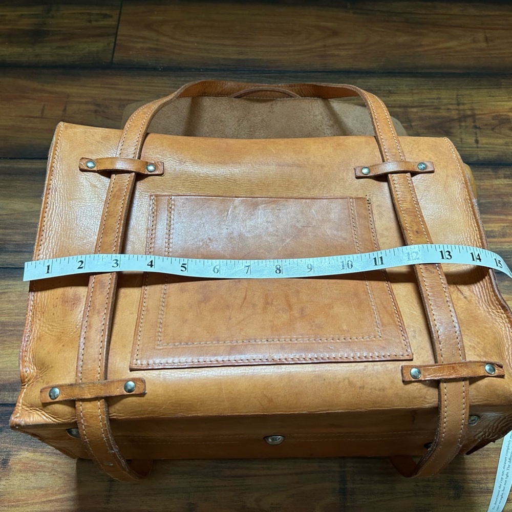 Vachetta Leather Unique Hand Made Doctor's Bag Vintage Artisan Open Flap Tote - Picture 7 of 11